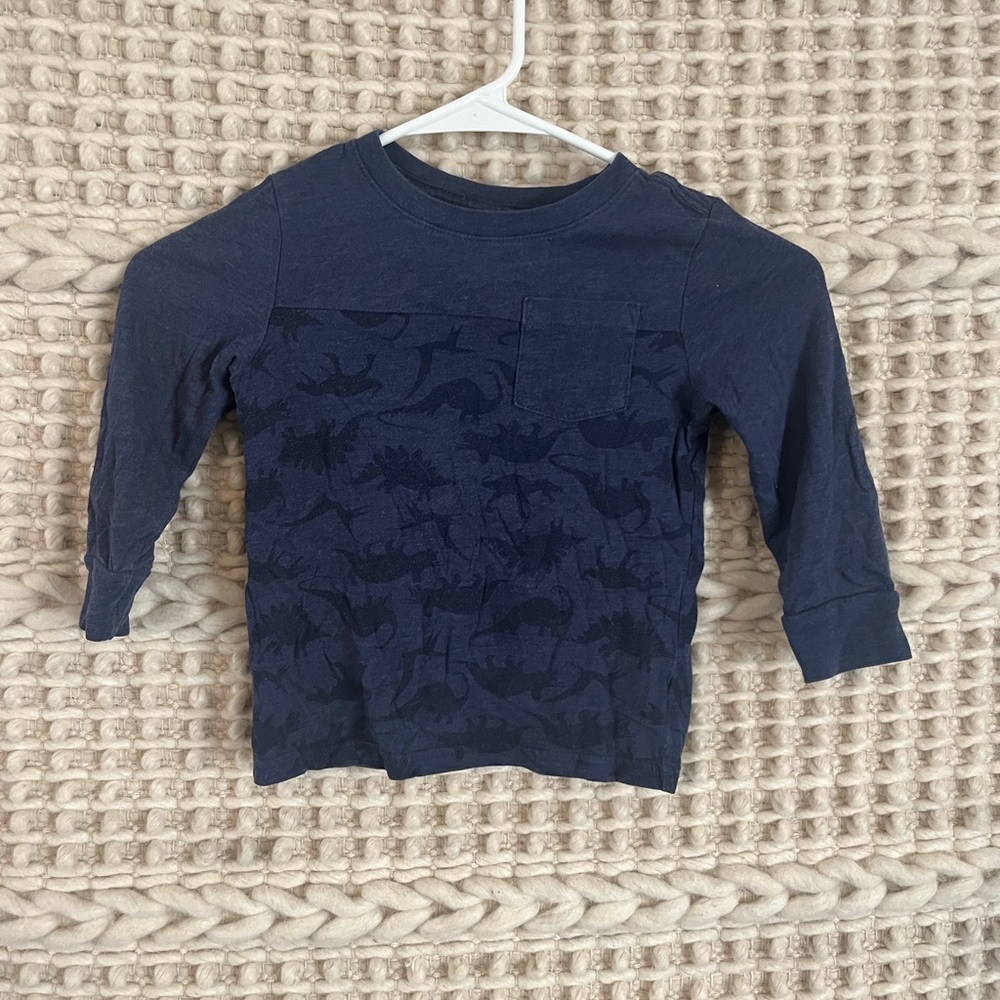 Cat & Jack Navy Blue Long Sleeve Tee with Textured Design